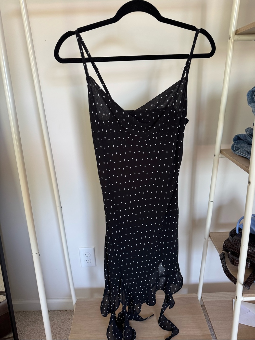 Jessica Simpson Black Polka Dot Cowl Neck Dress